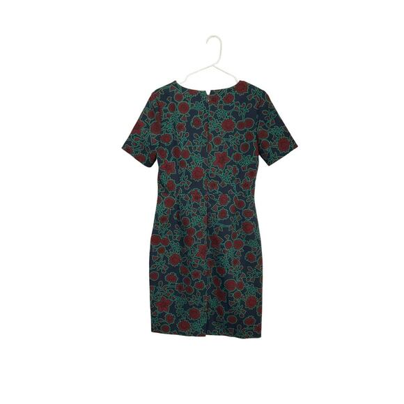 J. Crew Short-Sleeve Floral Sheath Dress Size 6 Small Thick Material Knee Length - Picture 3 of 9
